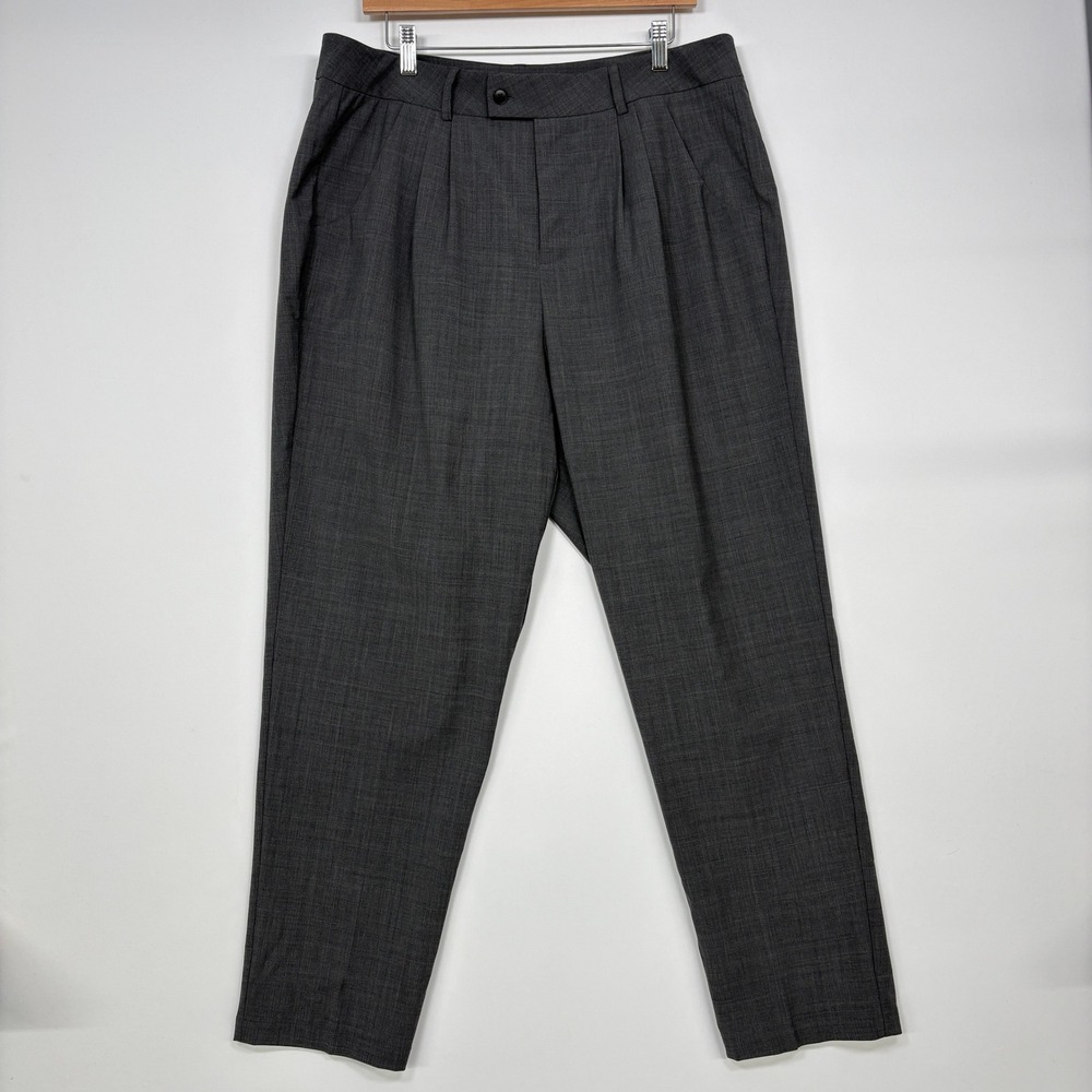 Universal Standard Women Dress Pants 14 Gray Wool Blend Pleated Tapered